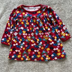 Hanna Andersson Organic Cotton Floral Dress 18–24M Red Long Sleeve
